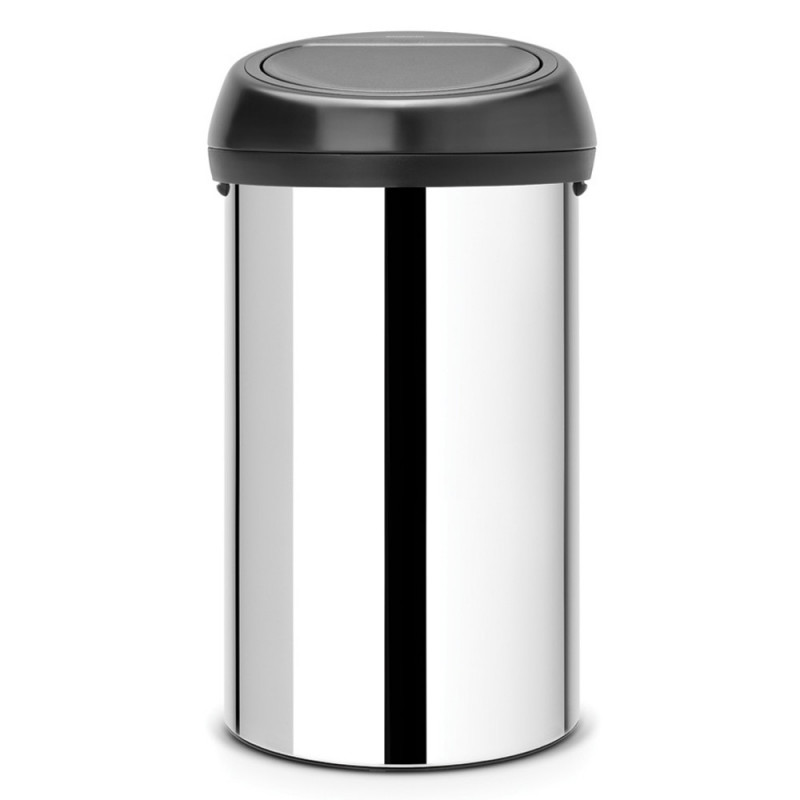 Cos de gunoi Brabantia Touch Bin 647253, 60 L, Deschidere lina si silentioasa, Inox/negru