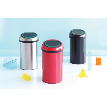 Cos de gunoi Brabantia Touch Bin 647253, 60 L, Deschidere lina si silentioasa, Inox/negru