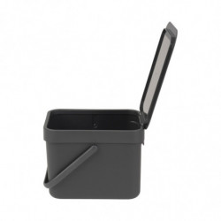 Brabantia Coș de colectare selectivă a deșeurilor Sort&Go 648974, 6 l, Mâner, Montabil pe perete, Gri închis