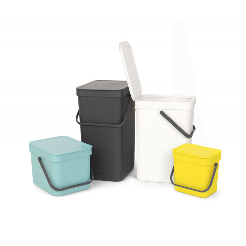 Brabantia Coș de colectare selectivă a deșeurilor Sort&Go 648974, 6 l, Mâner, Montabil pe perete, Gri închis