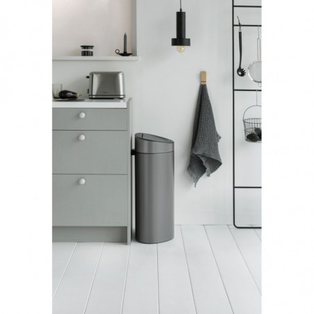 Cos de gunoi Brabantia Touch Bin New 649732, 40 L, Inchidere silentioasa si lina, Spate plat, Gri