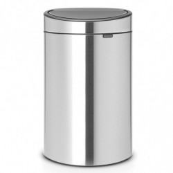 Coș de gunoi Brabantia Touch Bin New 649734, 40 l, Închidere silențioasă și lină, Spate plat, Rezistent la amprente, Oțel inoxidabil/mat