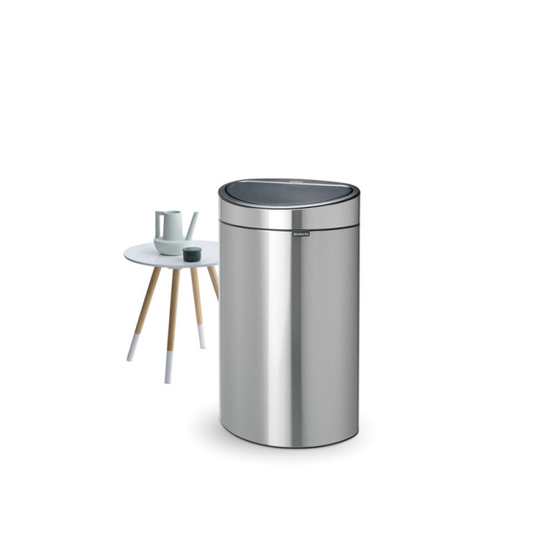 Coș de gunoi Brabantia Touch Bin New 649734, 40 l, Închidere silențioasă și lină, Spate plat, Rezistent la amprente, Oțel inoxidabil/mat