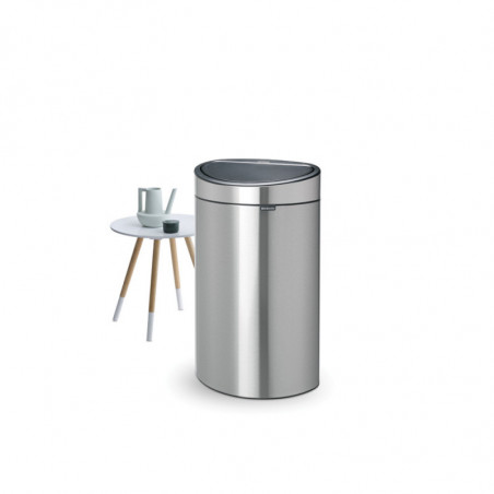 Coș de gunoi Brabantia Touch Bin New 649734, 40 l, Închidere silențioasă și lină, Spate plat, Rezistent la amprente, Oțel inoxidabil/mat