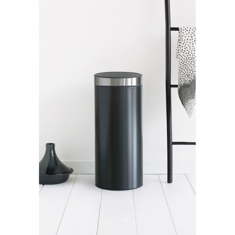Cos de gunoi Brabantia Touch Bin New 650009, 30 L, Inchidere silentioasa si lina, Negru/Inox
