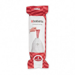 Saci de gunoi Brabantia PerfectFit NewIcon/Bo 650537, dimensiune J, 20-25 l, 20 buc, alb