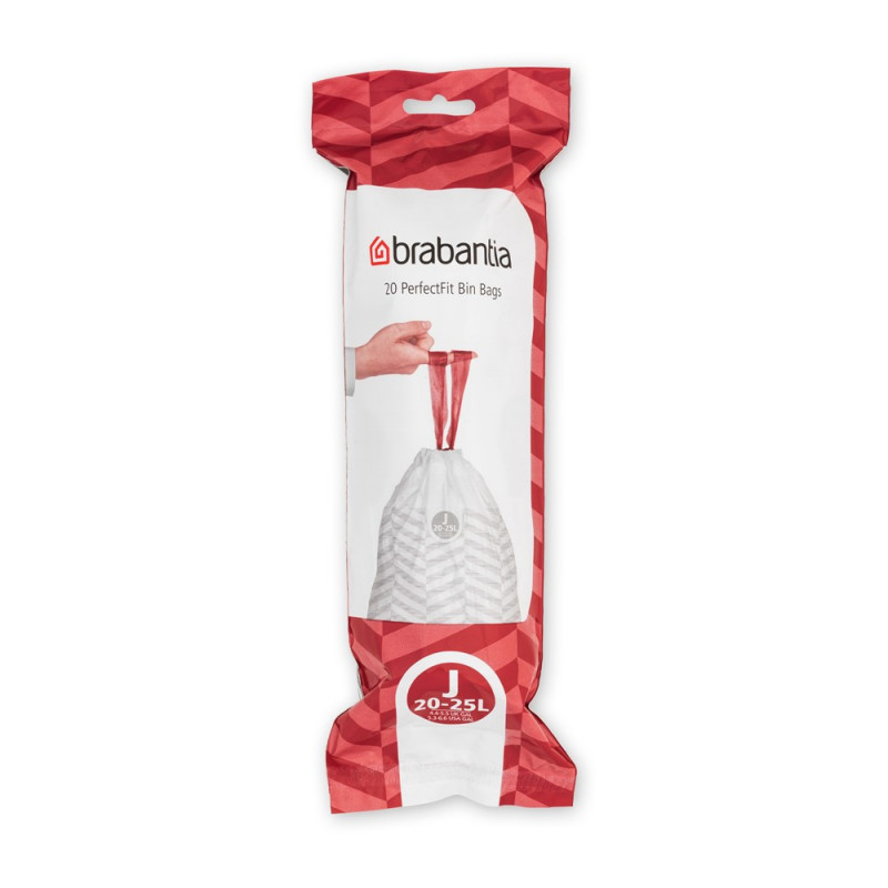 Saci de gunoi Brabantia PerfectFit NewIcon/Bo 650537, dimensiune J, 20-25 l, 20 buc, alb
