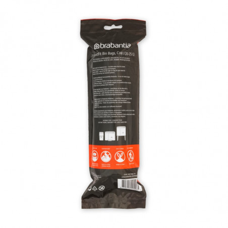 Saci de gunoi Brabantia PerfectFit NewIcon/Bo 650537, dimensiune J, 20-25 l, 20 buc, alb