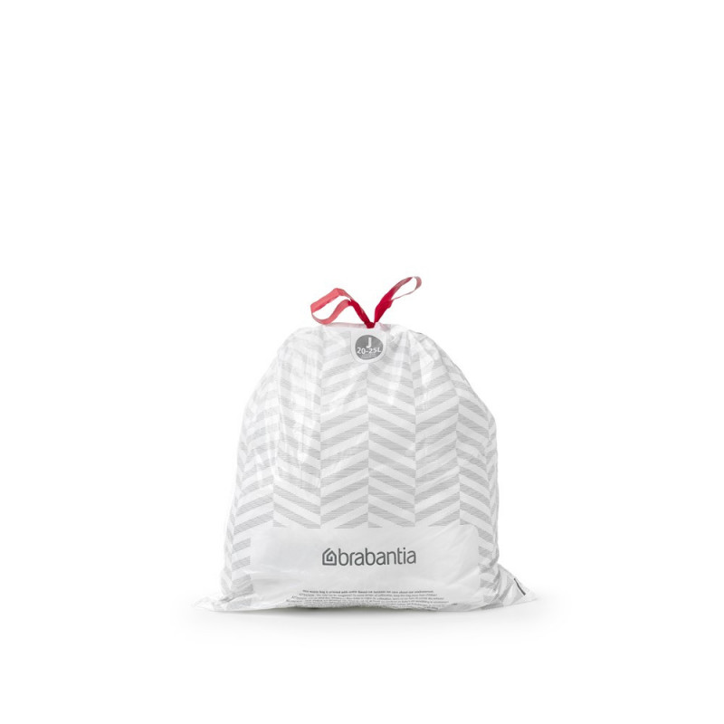 Saci de gunoi Brabantia PerfectFit NewIcon/Bo 650537, dimensiune J, 20-25 l, 20 buc, alb