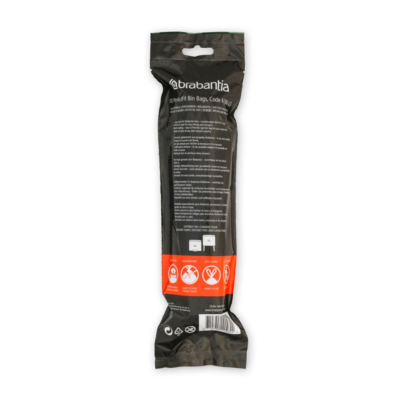 Sac de gunoi Brabantia Bo Touch/Bo Pedal 650538, dimensiune R, 36 l, 10 buc, alb