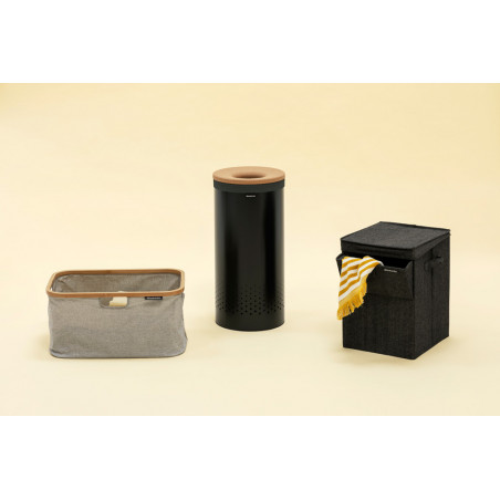 Cos de rufe Brabantia 1000825, 35 L, Capac de pluta, Umplere fara deschidere, Gauri ventilatie, Negru
