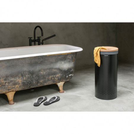 Cos de rufe Brabantia 1000825, 35 L, Capac de pluta, Umplere fara deschidere, Gauri ventilatie, Negru