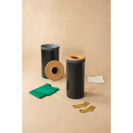 Cos de rufe Brabantia 1000825, 35 L, Capac de pluta, Umplere fara deschidere, Gauri ventilatie, Negru