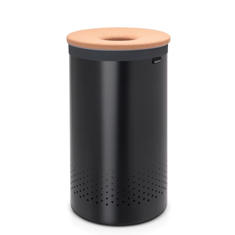 Cos de rufe Brabantia 1000826, 60 L, Capac din pluta, Umplere fara deschidere, Gauri ventilatie, Negru