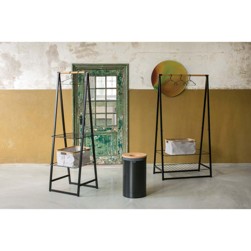 Cos de rufe Brabantia 1000826, 60 L, Capac din pluta, Umplere fara deschidere, Gauri ventilatie, Negru