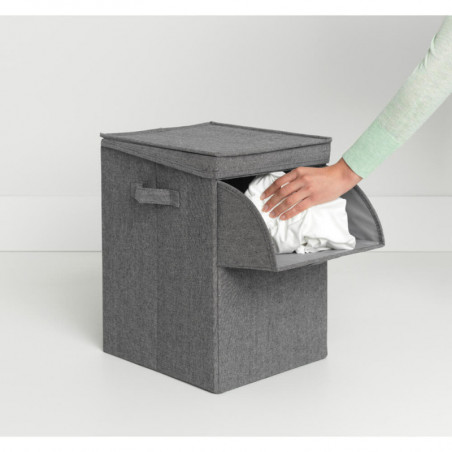 Cutie de rufe stivuibilа Brabantia 1000828, 35 L, Deschidere frontala, Capac lat, Pliabil, Negru