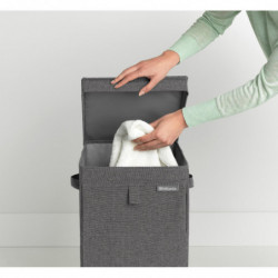 Cutie de rufe stivuibilа Brabantia 1000828, 35 L, Deschidere frontala, Capac lat, Pliabil, Negru