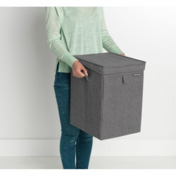 Cutie de rufe stivuibilа Brabantia 1000828, 35 L, Deschidere frontala, Capac lat, Pliabil, Negru