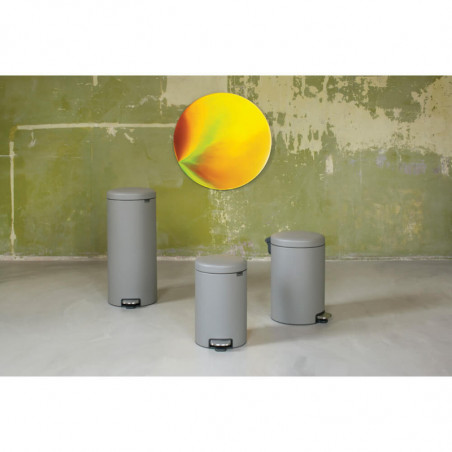 Cos de gunoi cu pedala Brabantia NewIcon 1001090, 12 L, Inchidere lina, Baza antiderapanta, Finisaj mineral, Gri
