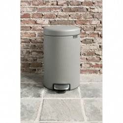 Cos de gunoi cu pedala Brabantia NewIcon 1001090, 12 L, Inchidere lina, Baza antiderapanta, Finisaj mineral, Gri
