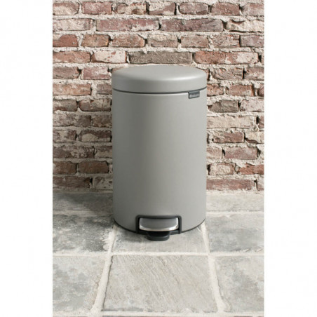 Cos de gunoi cu pedala Brabantia NewIcon 1001090, 12 L, Inchidere lina, Baza antiderapanta, Finisaj mineral, Gri