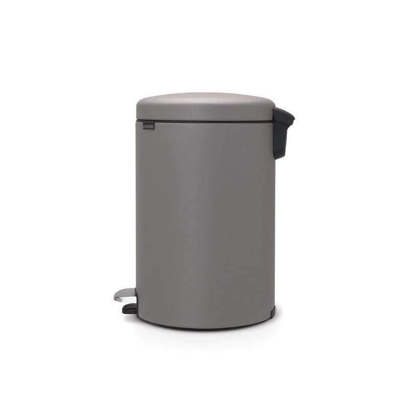 Cos de gunoi cu pedala Brabantia NewIcon 1001091, 20 L, Inchidere lina, Baza antiderapanta, Acoperit cu minerale, Gri