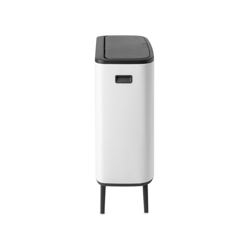 Cos de gunoi Brabantia Bo Touch Hi 1001259, 60 L, Deschideri laterale pentru transport, Picioare reglabile, Alb