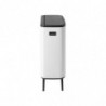 Cos de gunoi Brabantia Bo Touch Hi 1001259, 60 L, Deschideri laterale pentru transport, Picioare reglabile, Alb