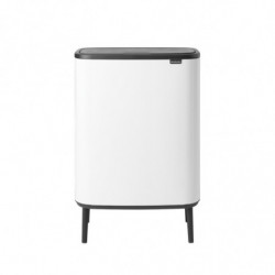 Cos de gunoi Brabantia Bo Touch Hi 1001263, 2x30 l, Fixare ferma pe perete, Picioare reglabile, Alb
