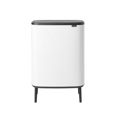 Cos de gunoi Brabantia Bo Touch Hi 1001263, 2x30 l, Fixare ferma pe perete, Picioare reglabile, Alb