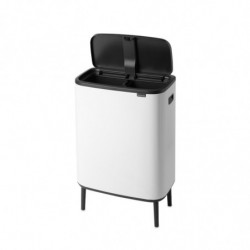 Cos de gunoi Brabantia Bo Touch Hi 1001263, 2x30 l, Fixare ferma pe perete, Picioare reglabile, Alb