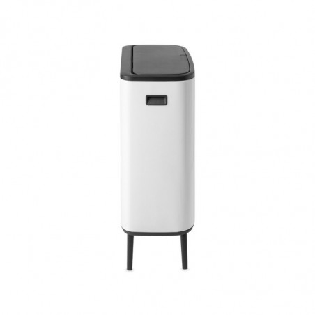 Cos de gunoi Brabantia Bo Touch Hi 1001263, 2x30 l, Fixare ferma pe perete, Picioare reglabile, Alb