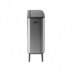 Cos de gunoi Brabantia Bo Touch Hi 1001265, 2x30 L, Perfect langa perete, Reglare pe picior, Rezistent la amprente, Inox/mat