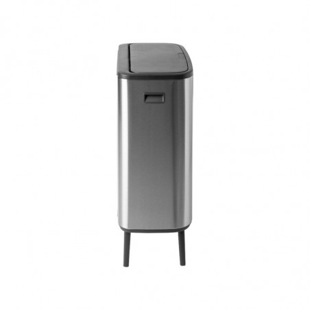 Cos de gunoi Brabantia Bo Touch Hi 1001265, 2x30 L, Perfect langa perete, Reglare pe picior, Rezistent la amprente, Inox/mat