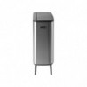 Cos de gunoi Brabantia Bo Touch Hi 1001265, 2x30 L, Perfect langa perete, Reglare pe picior, Rezistent la amprente, Inox/mat