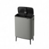 Cos de gunoi Brabantia Bo Touch Hi 1001266, 2x30 L, Perfect langa perete, Reglare picioare, Acoperit cu minerale, Gri