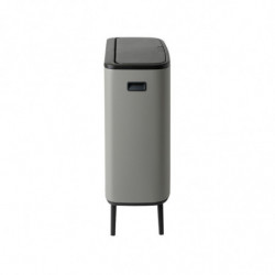 Cos de gunoi Brabantia Bo Touch Hi 1001266, 2x30 L, Perfect langa perete, Reglare picioare, Acoperit cu minerale, Gri