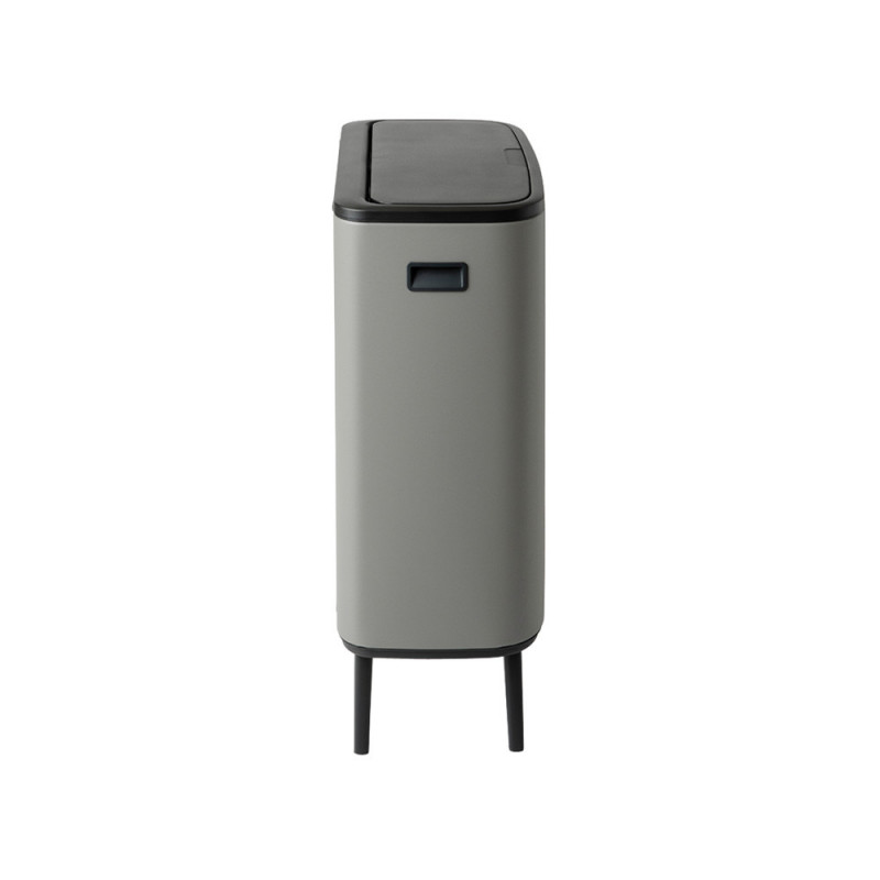 Cos de gunoi Brabantia Bo Touch Hi 1001266, 2x30 L, Perfect langa perete, Reglare picioare, Acoperit cu minerale, Gri