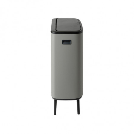 Cos de gunoi Brabantia Bo Touch Hi 1001266, 2x30 L, Perfect langa perete, Reglare picioare, Acoperit cu minerale, Gri