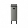 Cos de gunoi Brabantia Bo Touch Hi 1001266, 2x30 L, Perfect langa perete, Reglare picioare, Acoperit cu minerale, Gri