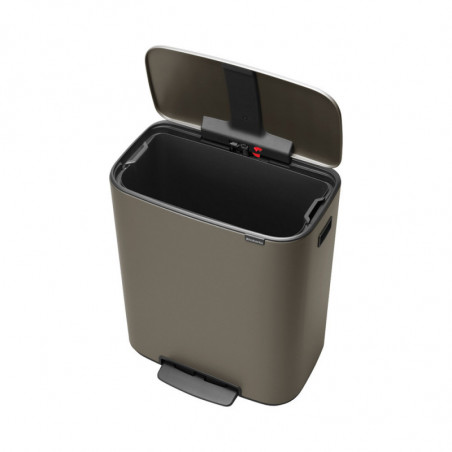 Coș Brabantia Bo Pedal 1003184, 60 L, închidere ușoară, bază antiderapantă, gri