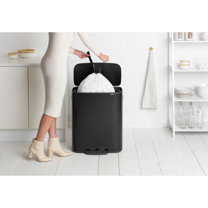 Coș Brabantia Bo Pedal 1003185, 60 L, închidere ușoară, bază antiderapantă, negru