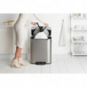 Cos de gunoi cu pedala Brabantia Bo Pedal 1003186, 60 L, Inchidere lina, Baza antiderapanta, Rezistent la amprente, Inox/Mat