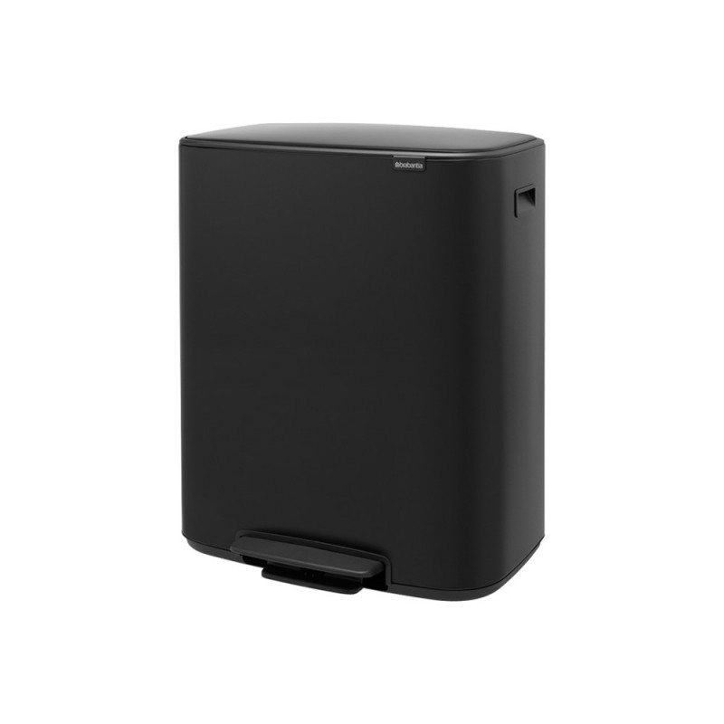 Cos de gunoi Brabantia Bo Pedal 1003191, 2x30 L, Inchidere lina, Baza antiderapanta, Negru