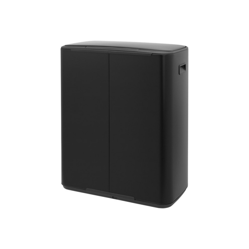 Cos de gunoi Brabantia Bo Pedal 1003191, 2x30 L, Inchidere lina, Baza antiderapanta, Negru