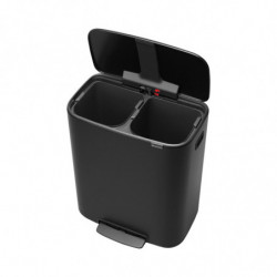 Cos de gunoi Brabantia Bo Pedal 1003191, 2x30 L, Inchidere lina, Baza antiderapanta, Negru