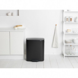 Cos de gunoi Brabantia Bo Pedal 1003191, 2x30 L, Inchidere lina, Baza antiderapanta, Negru