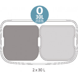 Cos de gunoi Brabantia Bo Pedal 1003191, 2x30 L, Inchidere lina, Baza antiderapanta, Negru