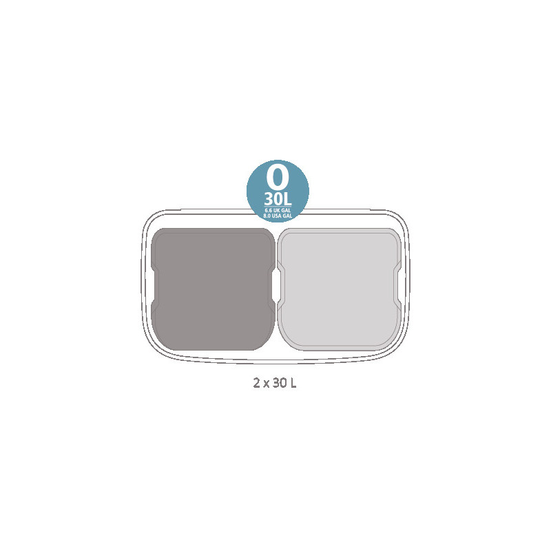 Cos de gunoi Brabantia Bo Pedal 1003191, 2x30 L, Inchidere lina, Baza antiderapanta, Negru
