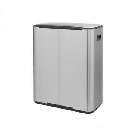 Cos de gunoi Brabantia Bo Pedal 1003192, 2x30 L, Inchidere lina, Baza antiderapanta, Rezistent la amprente, Inox/mat
